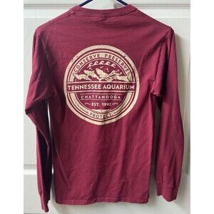 Tennessee  Aquarium Mens Small T Shirt Long Sleeved Burgundy Red Graphic